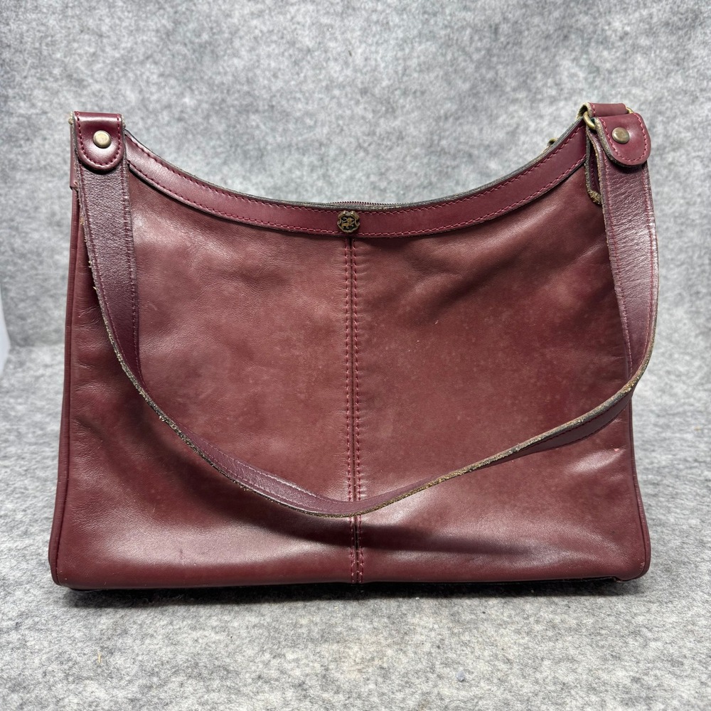 John Romain Vintage Bordeaux Cranberry Burgundy Leather Shoulder Bag‎ Minimalist